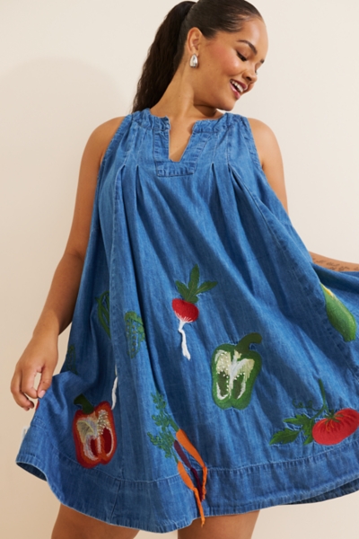 white christmas dresses Dark Wash Denim Strapless Pleated Mini Dress main image 0