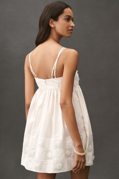 white christmas dresses White Floral Print Off Shoulder Short Sleeve Cut Out Babydoll Dress Medium main image 1
