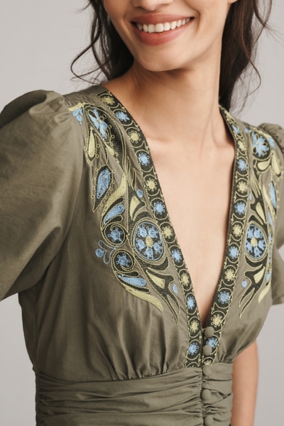 slim fit dress slacks Green Velvet Dress with Gold Button Tabs: SIZES L AND XL  Marmalade-shop