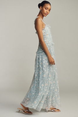 Sleeveless Tulle A-Line Maxi Dress