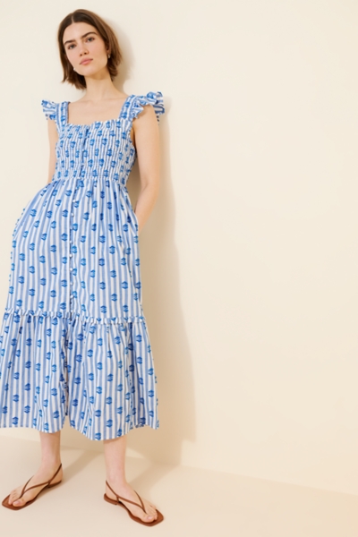 anthropologie peregrine midi dress The Peregrine Midi Dress: Embroidered Smocked Edition