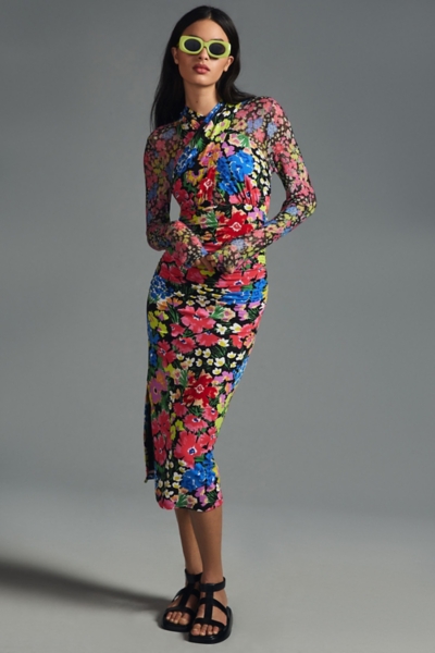 slim fit dress slacks Riviera Floral Halter Mock Neck Dress main image 0