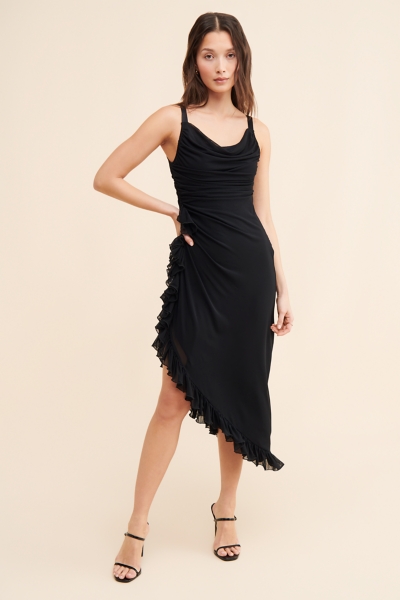 black dresser for sale Trina Mesh Ruched Midi Dress – SEROYA