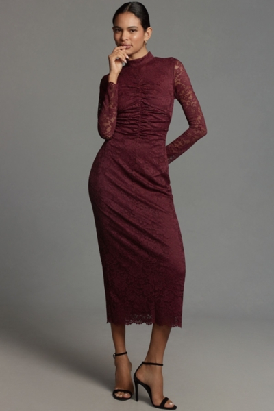 mock neck fitted dress Black Mock Neck Cutout Fitted Midi Dress main image 0