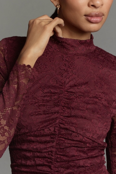 Mock-Neck Fitted Lace Dress | Nuuly