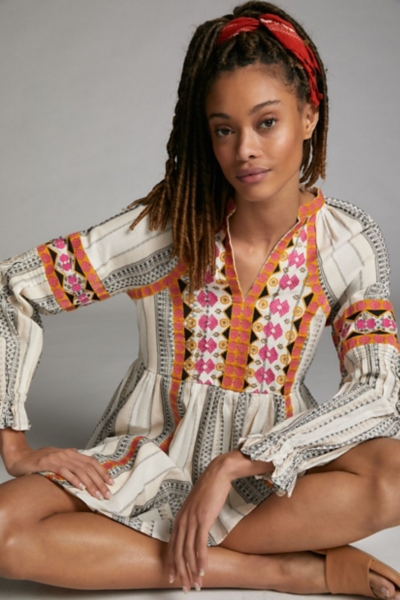 Lottie Embroidered Mini Dress | Nuuly
