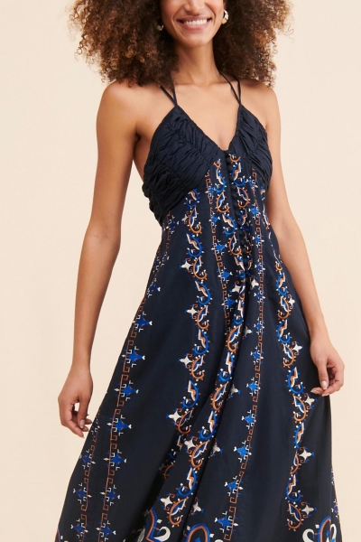 Embroidered Halter Midi Dress | Nuuly