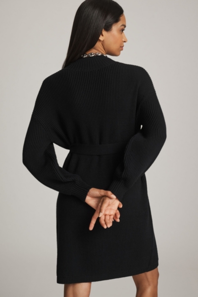 Long-Sleeve Mock-Neck Tie-Waist Mini Dress | Nuuly