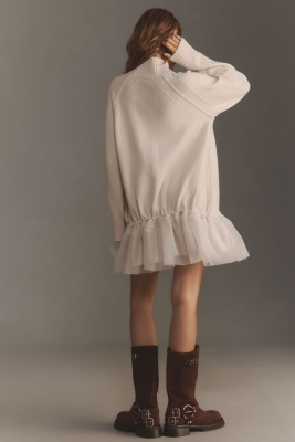 新規購入 Long-Sleeve Turtleneck Tulle Twofer Mini Dress | Nuuly トップス