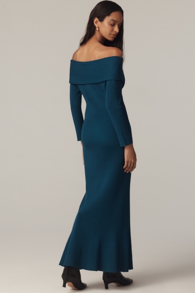 sachin and babi light blue dress Off-Shoulder Slim Sweater Dress