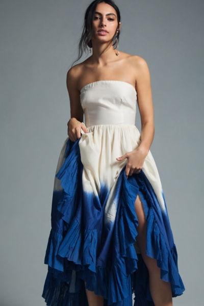 knee length dresses for ladies The Maribella Flutter Sleeve Dip Dye Dress main image 0
