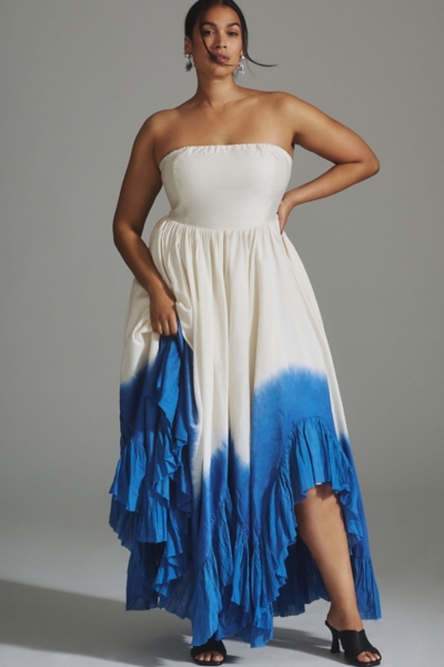 knee length dresses for ladies The Maribella Flutter Sleeve Dip Dye Dress