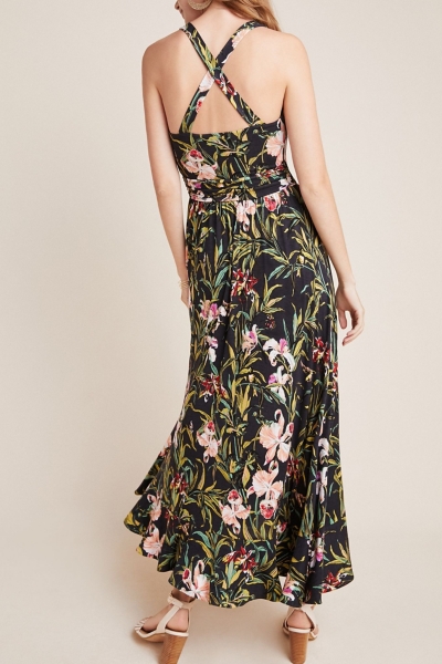 blue leopard print maxi dress JULIANNA DRESS