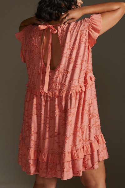 open knit ruffle hem cami mini dress supplier-trendsi