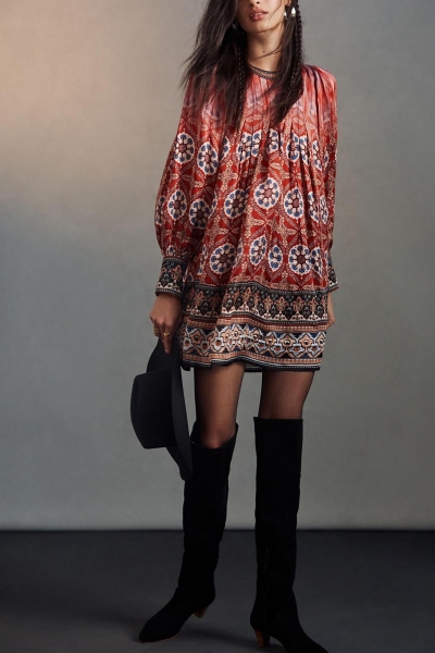 blue dress for baby girl Paani Boho Short Baby Doll Paisley Dress In Grey  Deja Nu Tx