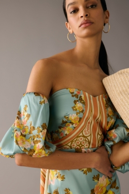 Vineet Bahl Off The Shoulder Printed Cape Dress