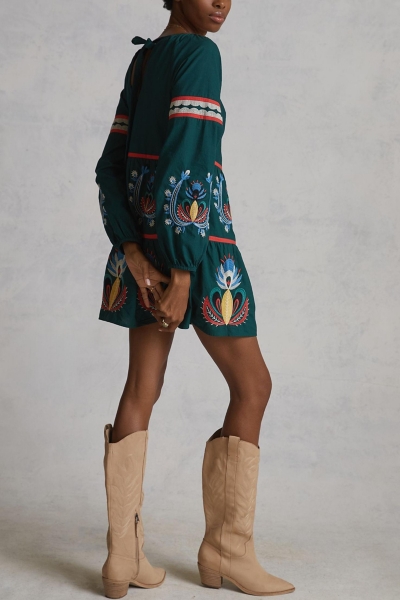 let me be embroidered tunic dress Bennett Tunic Dress Botanica Blue / xl main image 0