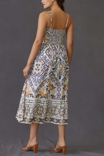 blue dress for baby girl Boho Midi Dress By Mikah: Green/Gold – The Mimi Boutique main image 0
