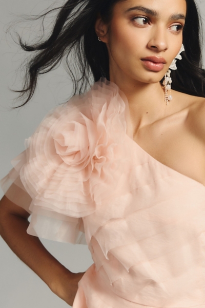 Textured Flower One-Shoulder Dress | Nuuly