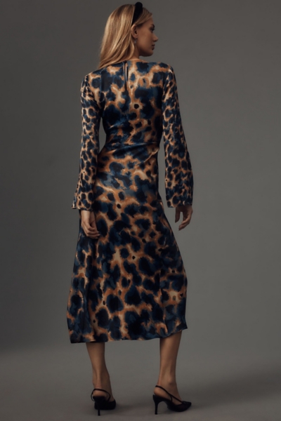 chinese dress ladies Tigerlily Leopard Print Mesh Long-Sleeve Open-Back Maxi Dress – Club L  London main image 0