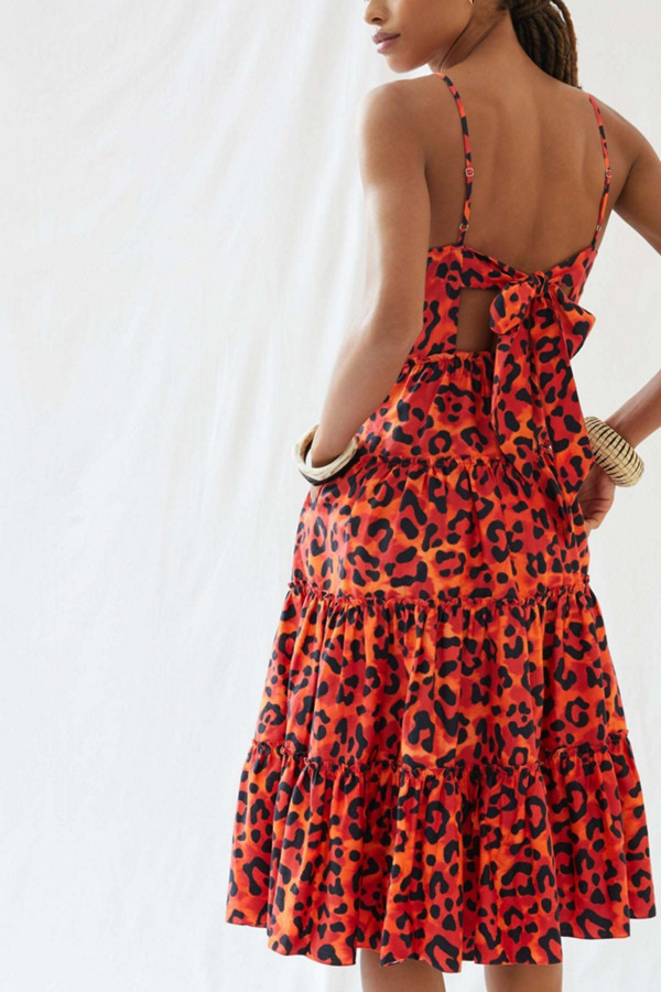 Leopard Tiered Midi Dress Leopard Tiered Midi Dress