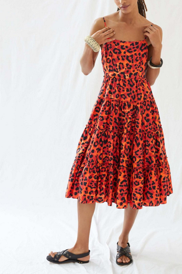 Leopard Tiered Midi Dress Leopard Tiered Midi Dress