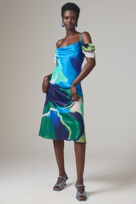 Painterly Off-Shoulder Slip Dress | Nuuly