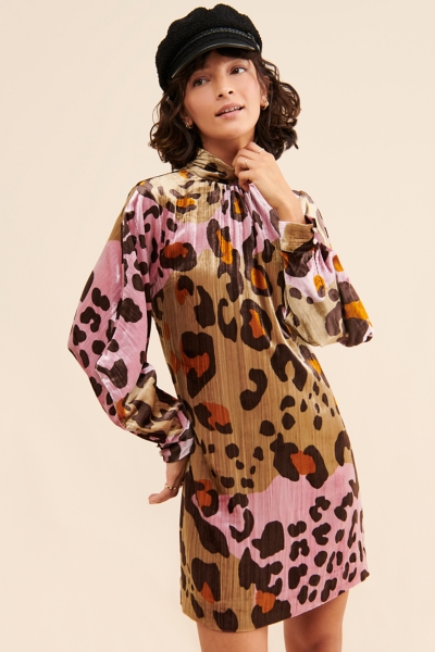 Layla Leopard Velvet Mini Dress | Nuuly