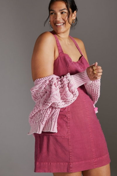 white christmas dresses Hot Pink Corduroy Denim Button Dress – Mae's Barntique main image 0