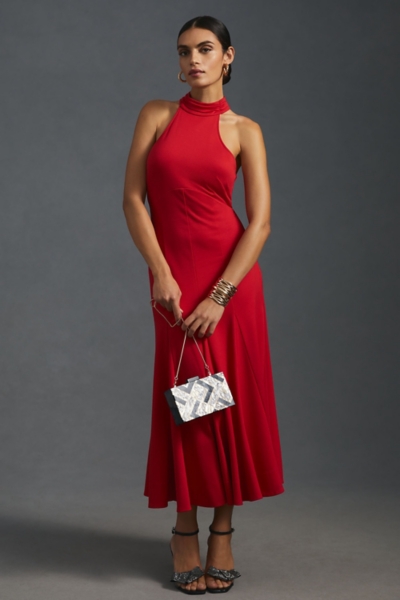 Halter Flounced Midi Dress | Nuuly