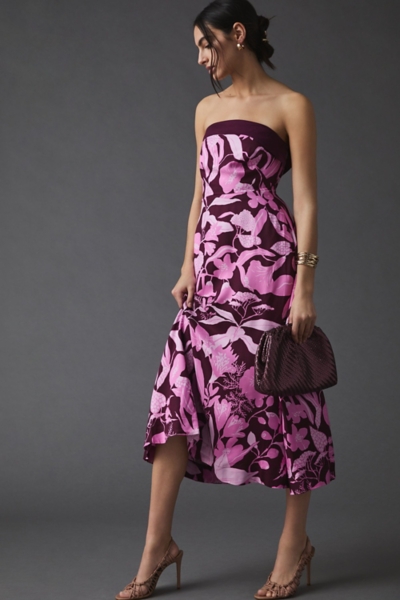 open lace back dress Strapless Floral Embroidered Maxi Dress – Endless Rose main image 1