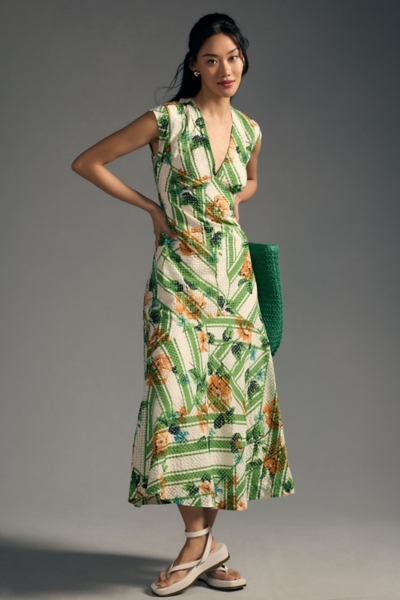 Cap-Sleeve V-Neck Maxi Dress | Nuuly