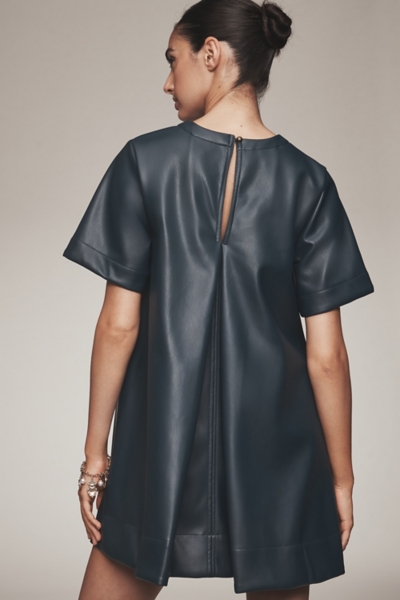 The Emmy Vegan-Leather Short-Sleeve Mini Dress | Nuuly