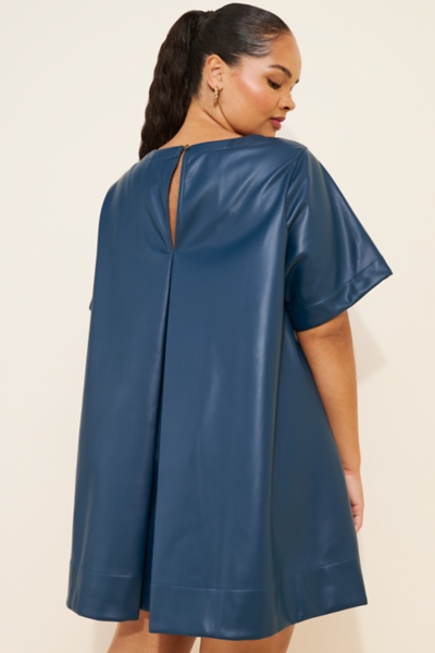 The Emmy Vegan-Leather Short-Sleeve Mini Dress | Nuuly