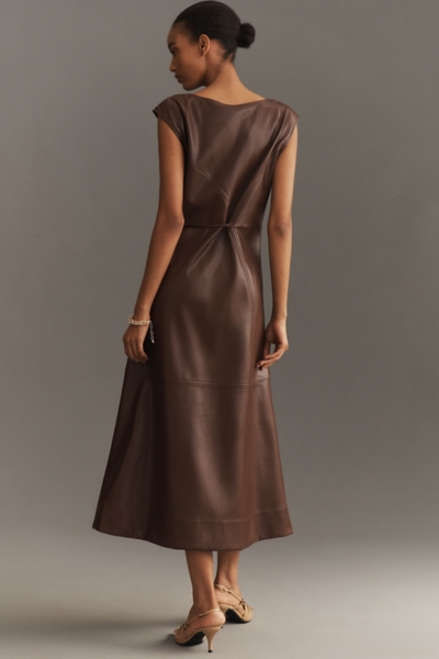 knee length dresses for ladies The Nyla Faux Leather Midi Dress – orianalifestyle.com