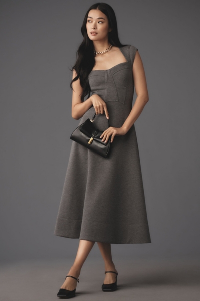 Heathered Sweetheart Structured Midi Dress | Nuuly