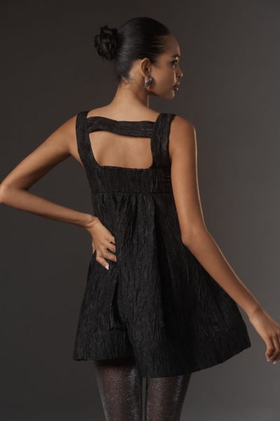 Sleeveless Square-neck Textured Babydoll Mini Dres | Nuuly