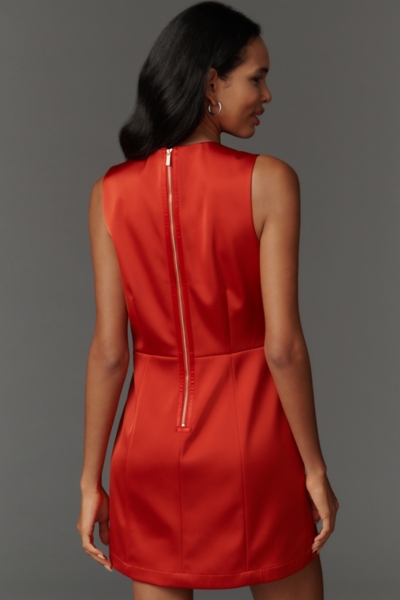 red sleeveless shift dress Women's Red Check Boat Neck Sleeveless Shift Dress