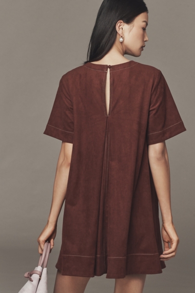 The Emmy Faux-Suede Short-Sleeve Mini Swing Dress | Nuuly