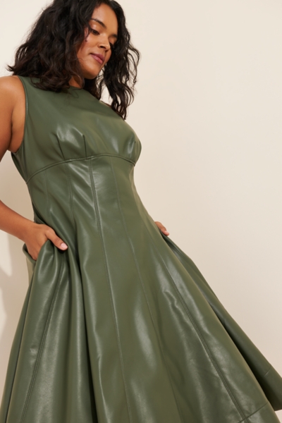 knee length dresses for ladies Faux Leather A-Line Mini Dress L main image 0