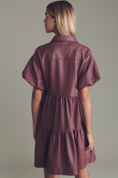 The Bettina Faux-Leather Mini Shirt Dress | Nuuly