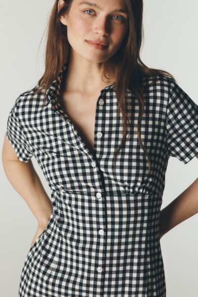 knee length dresses for ladies Mia Navy Gingham Short Dress main image 1