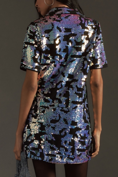 Short-Sleeve V-Neck Sequin Mini Dress | Nuuly