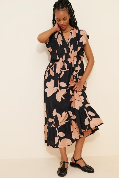 slim fit dress slacks Angel Maternity Lina Palm Leaf Twist Front Maternity Dress main image 1