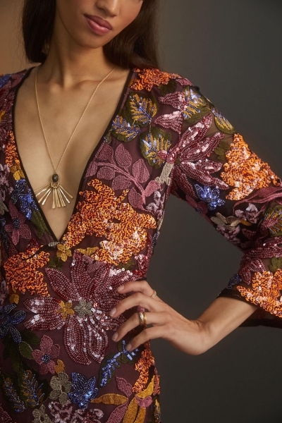 Sequined Embroidered Mini Dress | Nuuly