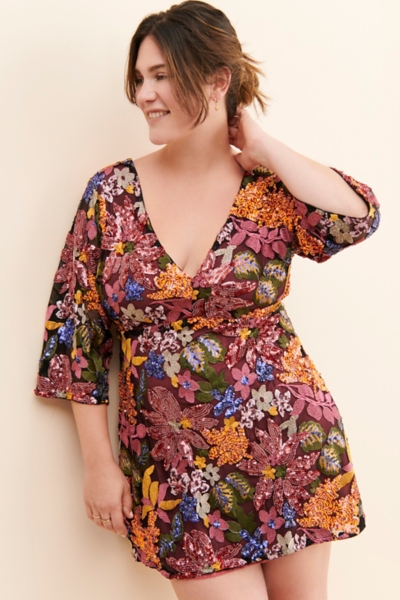 anthropologie sequin embroidered mini dress Anthropologie Rose Gold Sequin Dress with Velvet Waist Belt and Tags A –  The Thrifty Hippy
