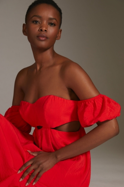 off the shoulder midi dress anthropologie Off-The-Shoulder Midi Dress