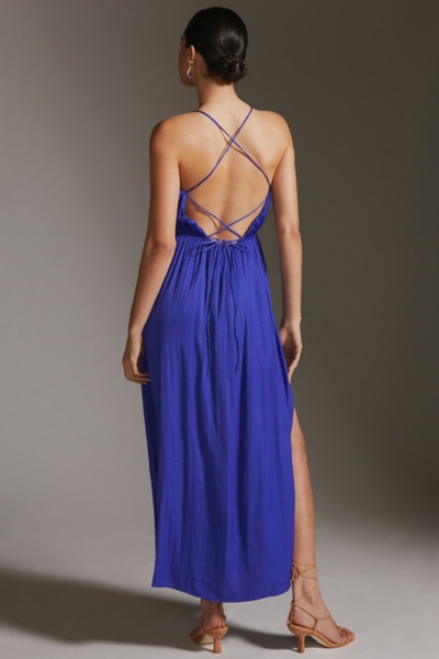 chinese dress ladies Strappy Halterneck Long Dress With Double Side Slits Design – Look Smart  Fashion main image 0