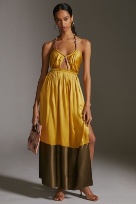 Silk Colorblocked Maxi Dress | Nuuly