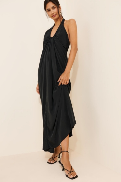 halter maxi dress white Adele Halter Maxi Dress, in Ivory Luxe Satin, Size: Large | Show Me Your Mumu main image 0